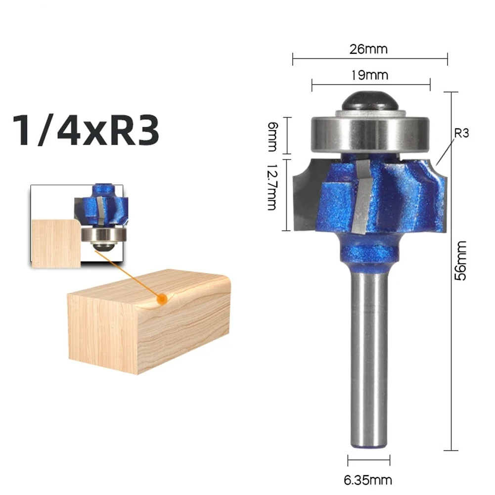 Router Bit R1 R2 R3 Trim Edging Woodworking Bit For Wood 6/6.35/8mm Shank Router Bit Power Tools Accessories