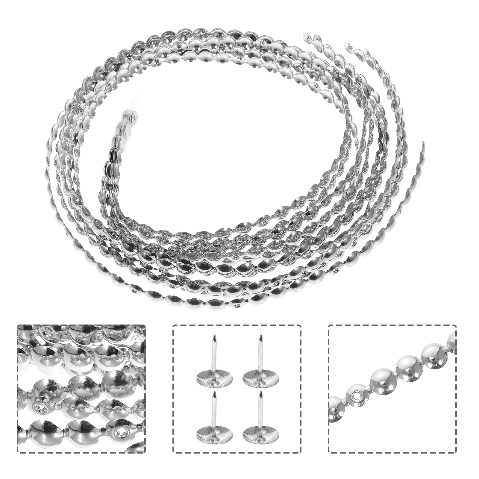 

6 Pcs 11mm Diameter Silver Smooth Furniture Decorative Nails Retro Tack Strip for Upholstery Sofa for Upholstery