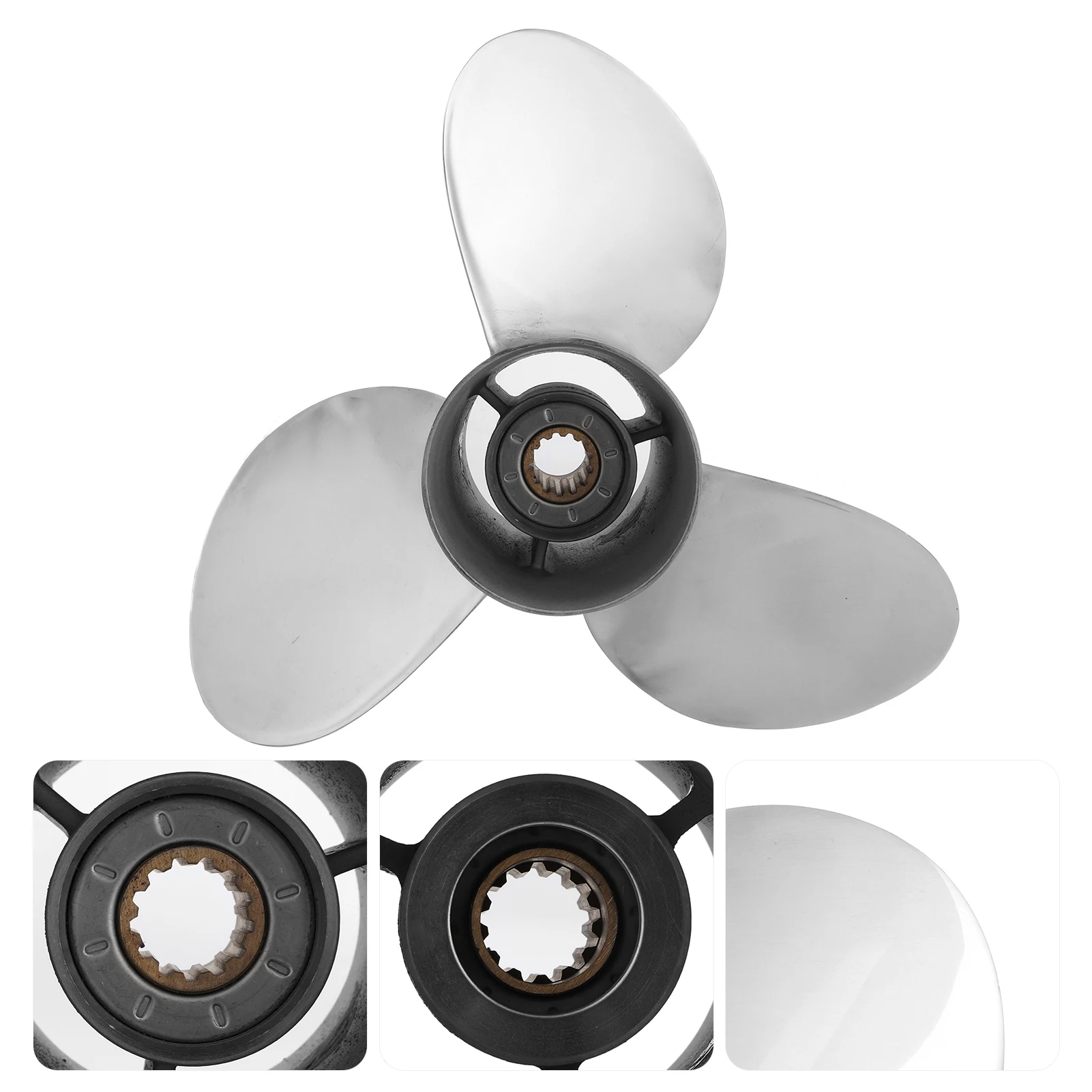 Stainless Steel Propeller Outboard Engine Propeller 13 Spline Tooth Fit for TOHATSU Engines 35‑50HP 3‑1/4in Gearcase