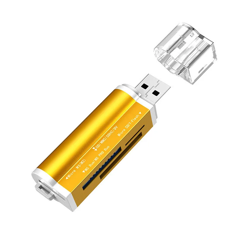 카드 리더기 4 포트 USB2.0 마이크로 SD TF SDHC DV 전화 카메라 메모리 카드 어댑터(LED 표시기 포함)