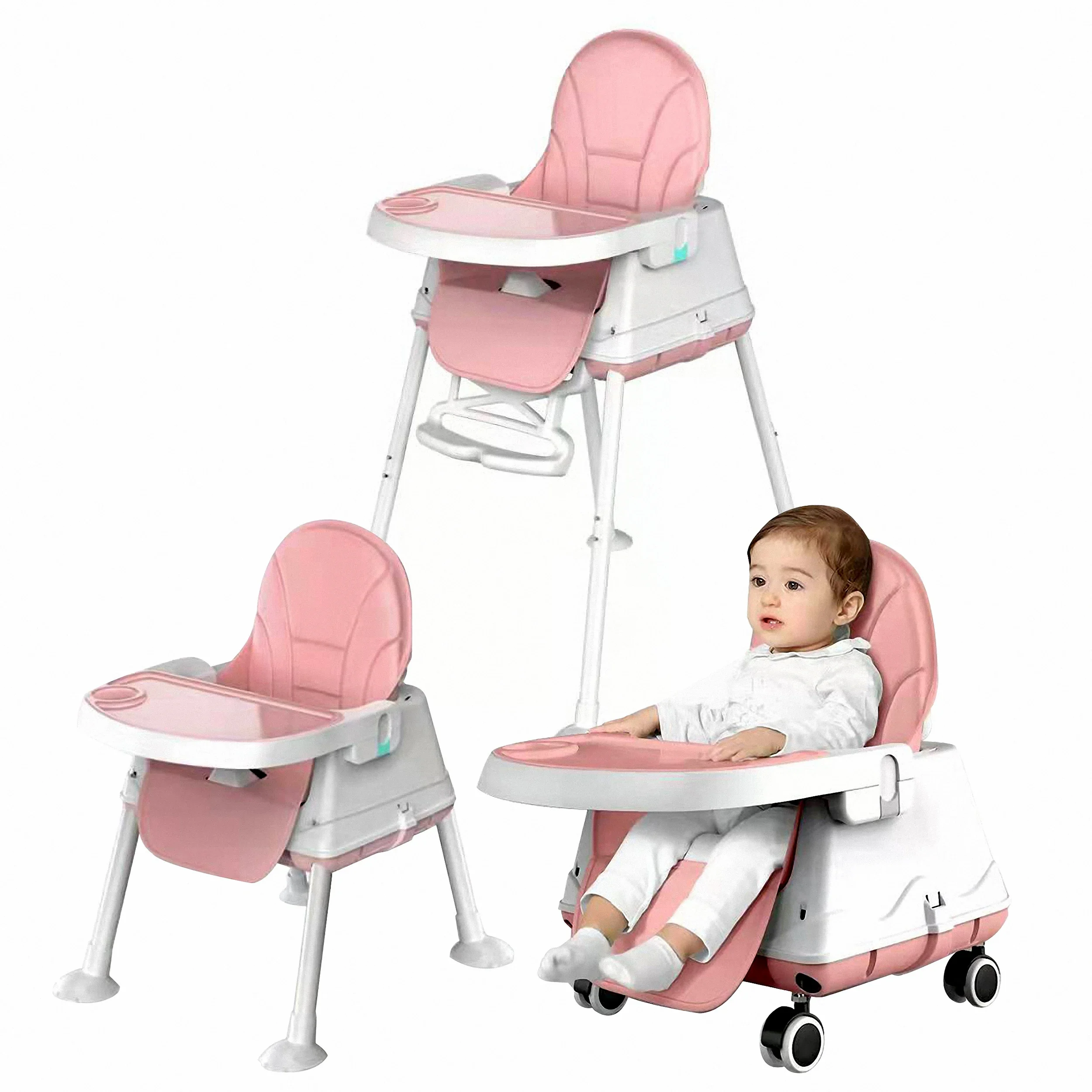 Wholesale cheap Plastic Children Kids High Chair Folding Baby Dining High Chair 3 In 1 Baby Feeding Eating Highchair Wood 2022