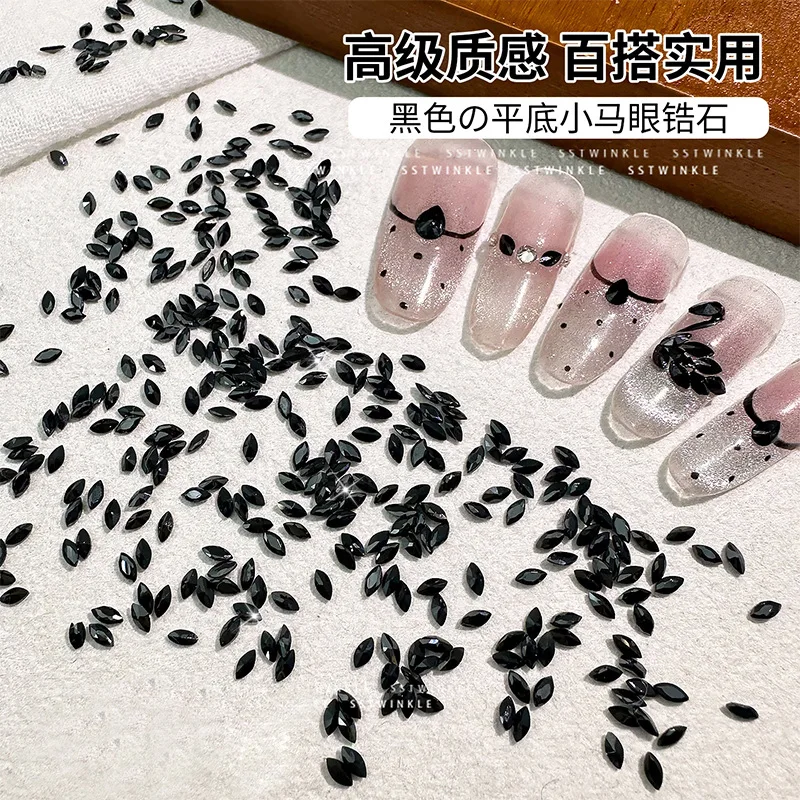 Black Water Drop Nail Zircon Mini Flat Bottom Diamond White Nail Diamond Material Pack