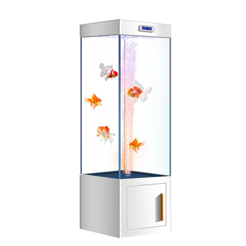 

Ультрапрозрачный стеклянный аквариум с интегрированной системой самоциркуляции и верхним фильтром, для гостиной, небольшой аквариум для золотых рыбок, напольный, экологичный.
