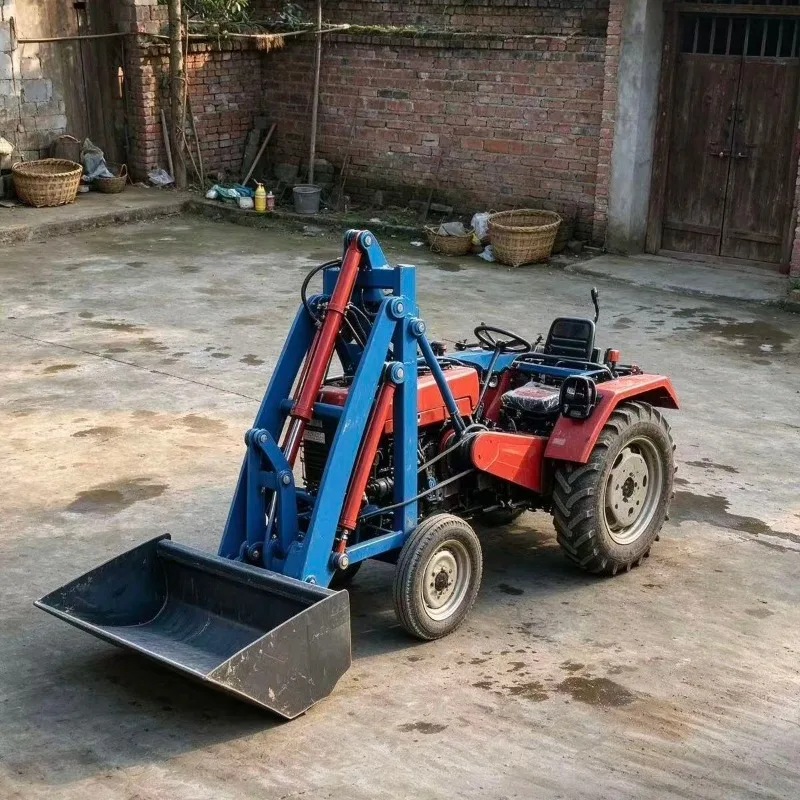 Tractor with forklift Hydraulic lifting structure Compact operation Convenient labor saving Efficient agricultural bucket size