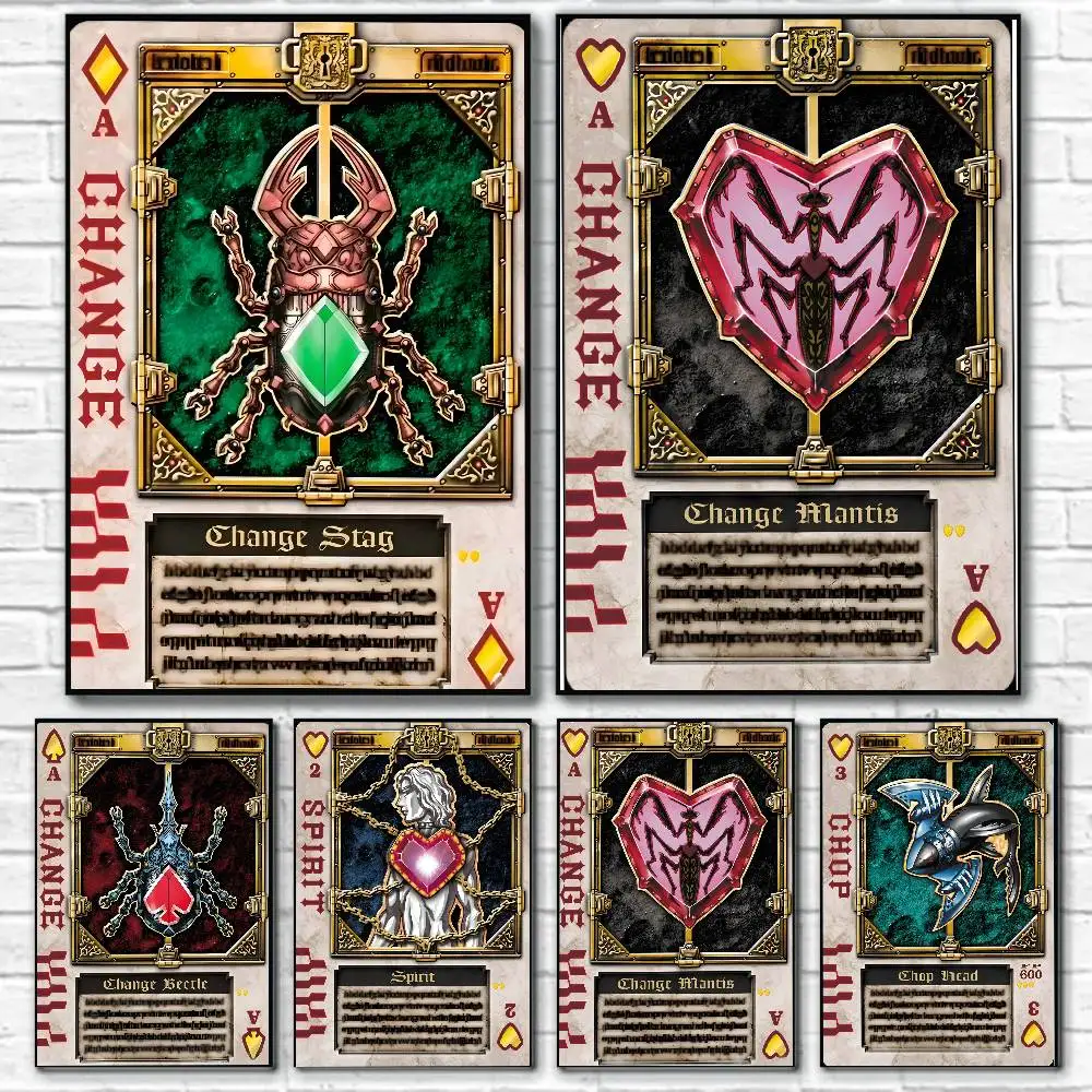 K-Kamen Rider Blade Poker Card Poster Canvas painting poster with prints Home bedroom living room decoration gift
