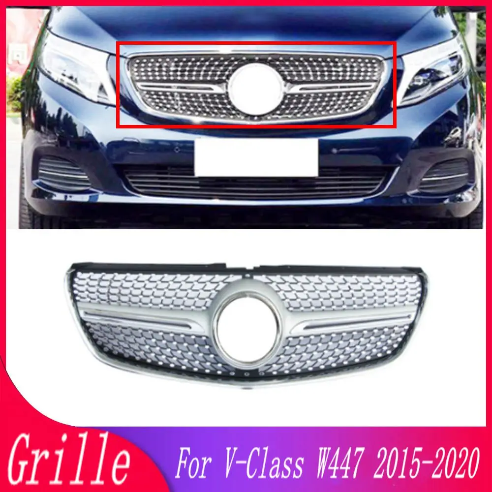 

Diamond Style Front Grille Racing Bumper Grill Facelift For Mercedes Benz Vito V W447 V250 V300 V260 Modified Body Kit 2015-2020