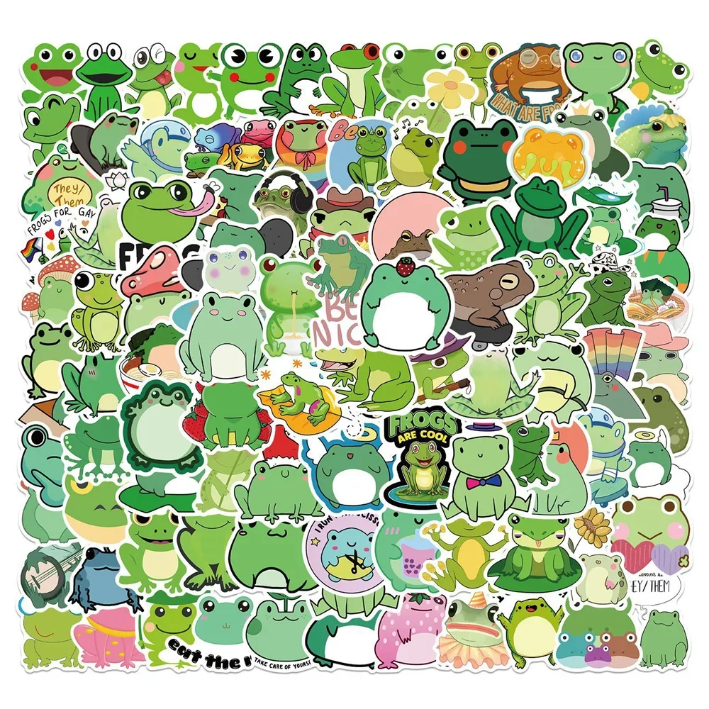 10/30/50PCS Cartoon Cute Frog Graffiti Waterproof Sticker Creative Decorative Decal Refrigerator Water Cup GuitarHelmetWholesale