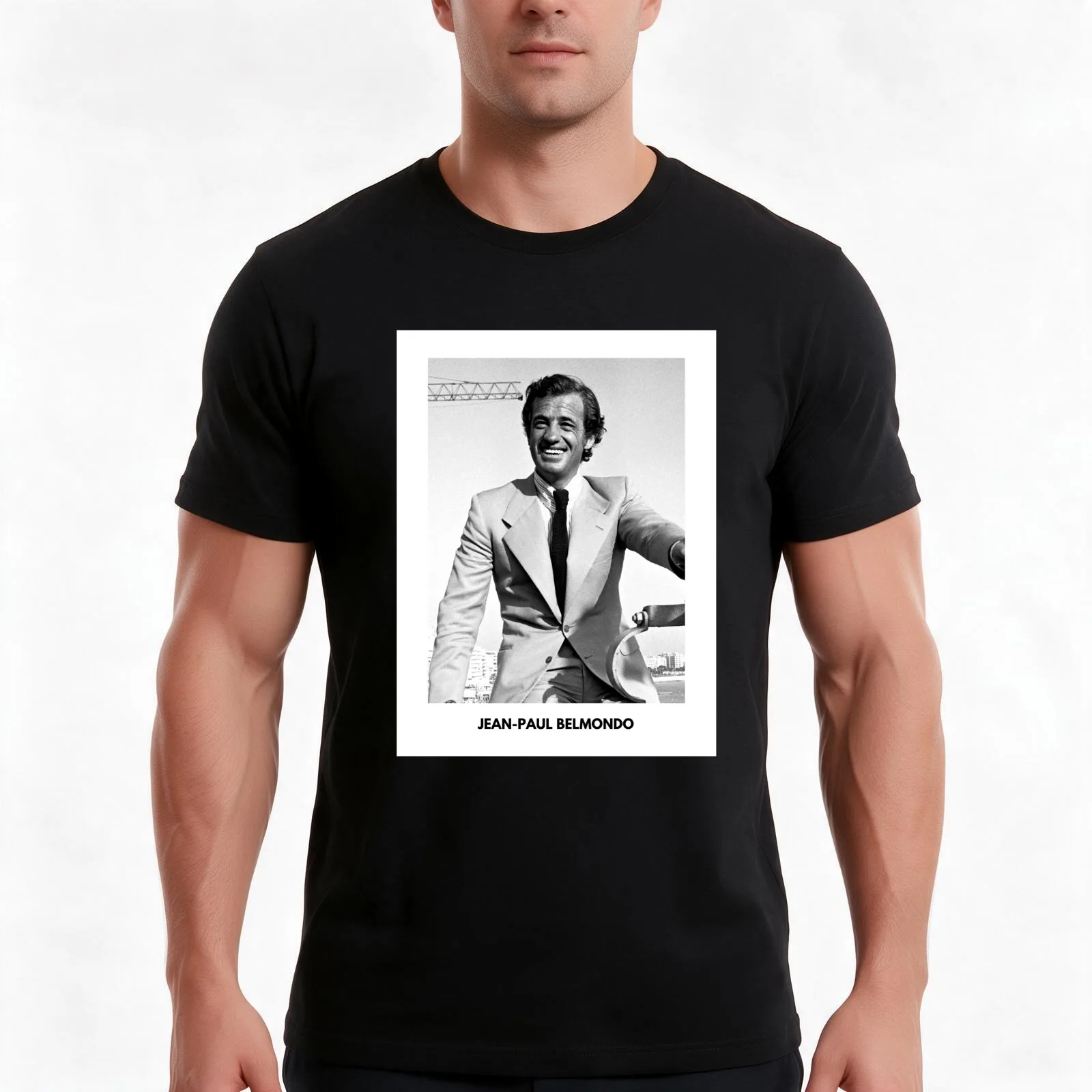 Portrait - Jean-Paul Belmondo T-Shirt Summer Casual Cotton Tee Oversized Streetwear Tops Vintage Graphic Print 100% Cotton