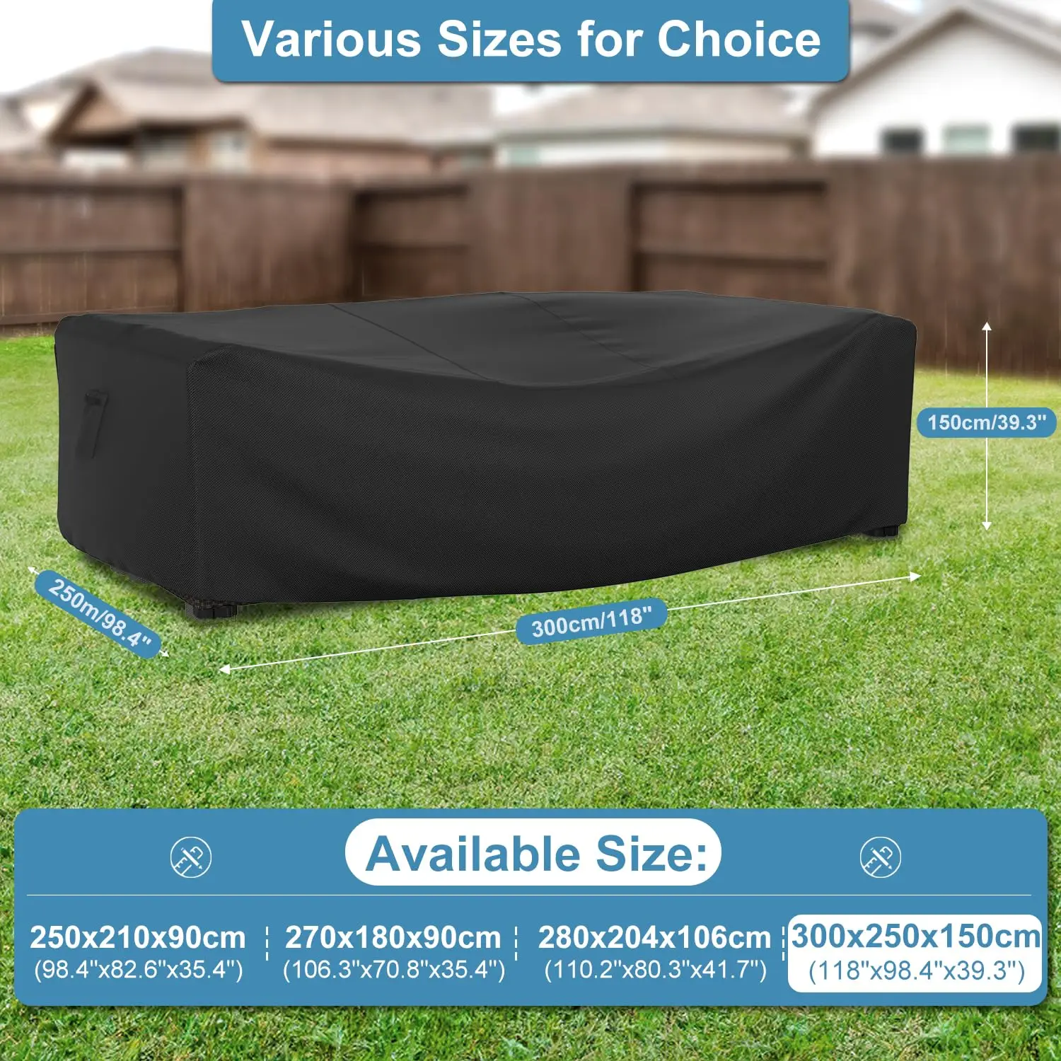 Oxford fabric garden furniture cover, waterproof and dust-proof cover for outdoor patio, rain and snow, table and chair, 600D