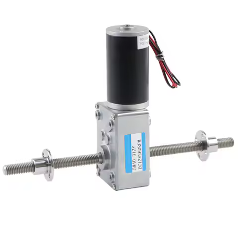 M8 Double Threaded Shaft 12-470RPM Reversible Adjustable Speed Self Lock 12V 24V DC Worm Geared Motor With Flange