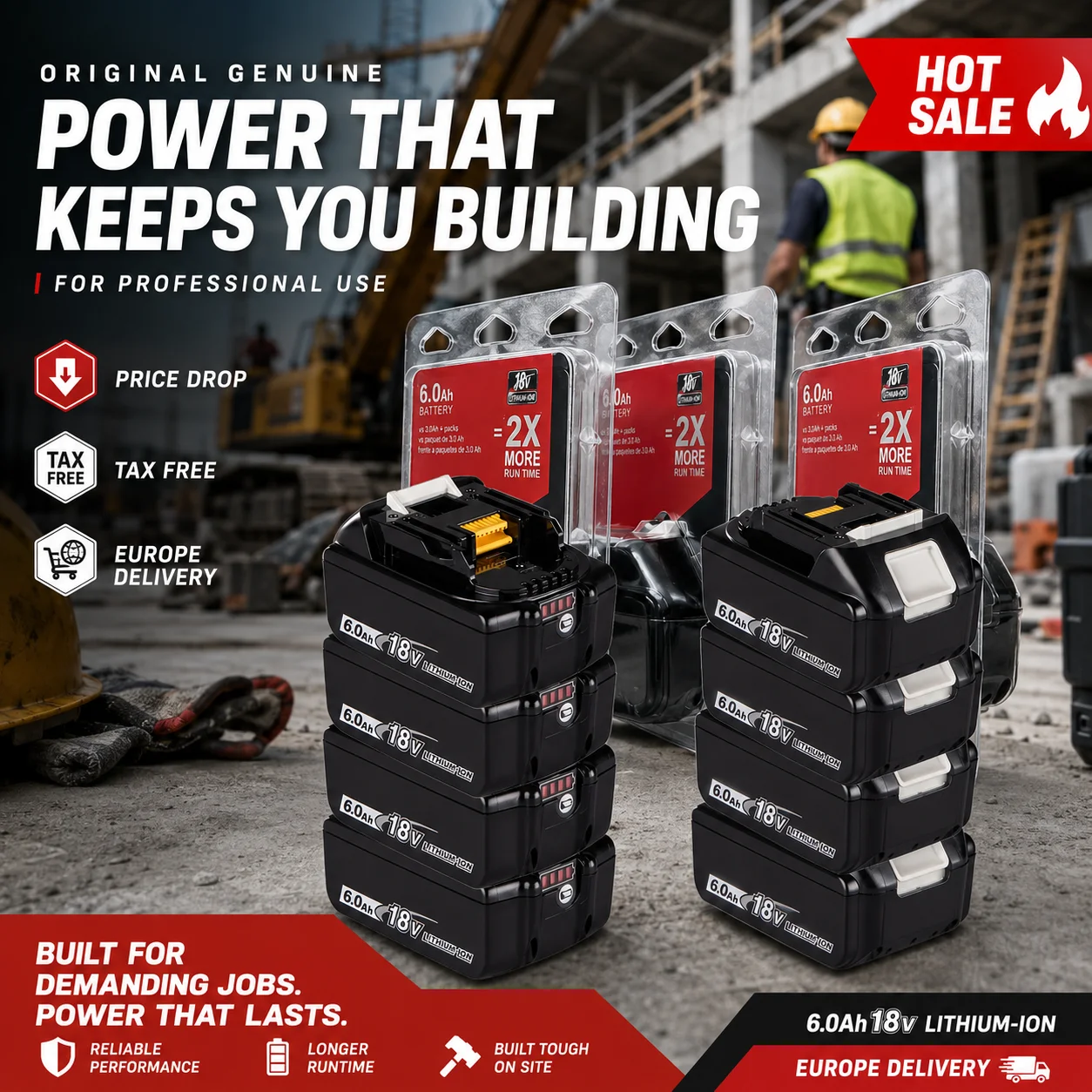 Für Makita Akku 18V Wiederaufladbarer Lithium-Ionen-Akku 6000mAh für BL1860B BL1850B BL1840B