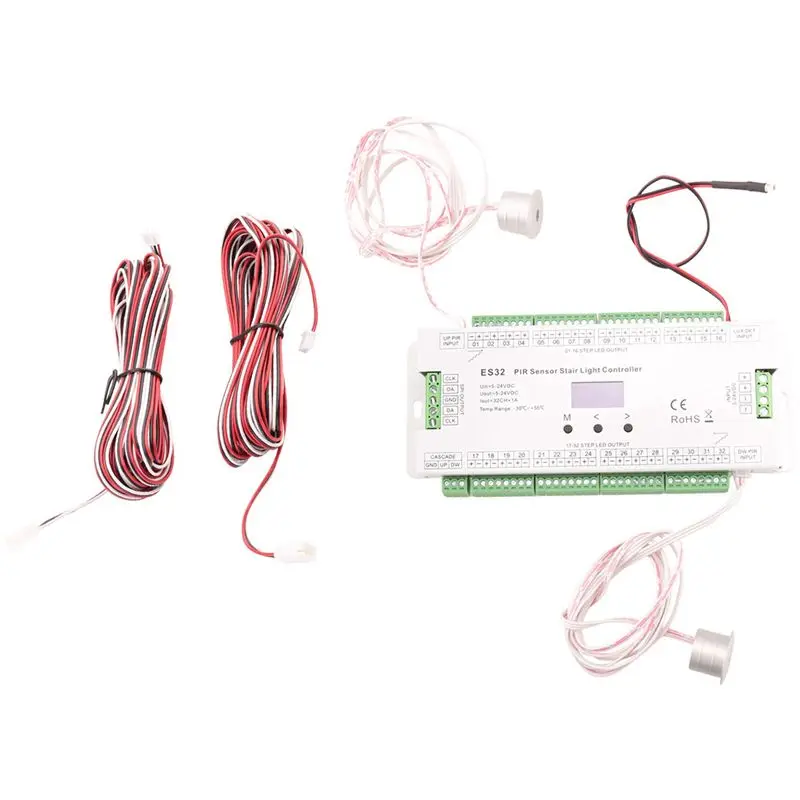 ABMS-2X 32CH ES32 PIR Sensor Stair Light Controller Human Body Infrared Inductive Switch Stair Lamp Control For Single Color