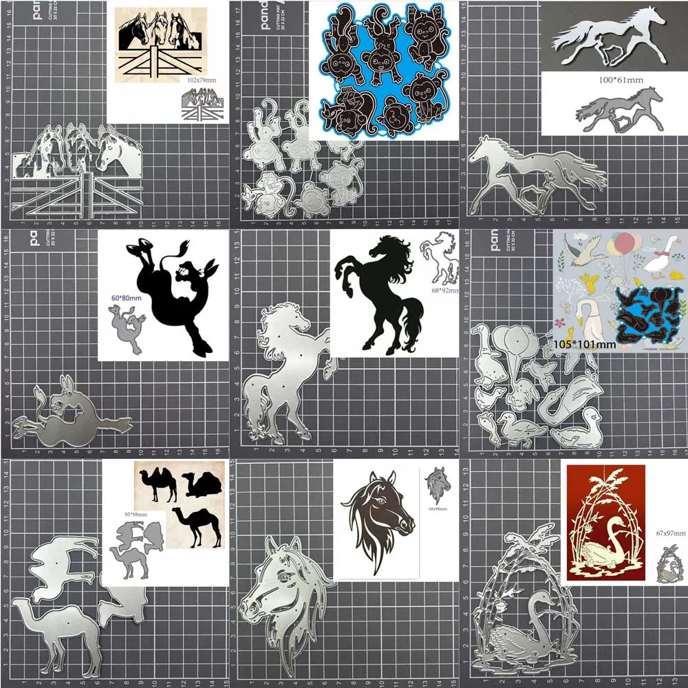 Animals horses camels donkeys monkeys geese Metal Cutting Dies DIY Scrapbooking Album Paper Card decoration Embossing Mold