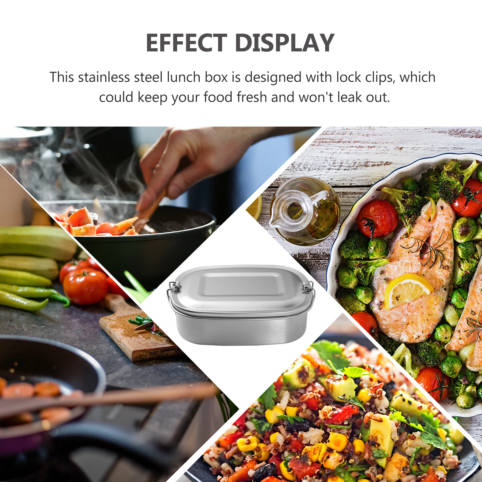 

830 ML Stainless Steel Lunch Box Container Bento Lunchbox Double Buckle Student