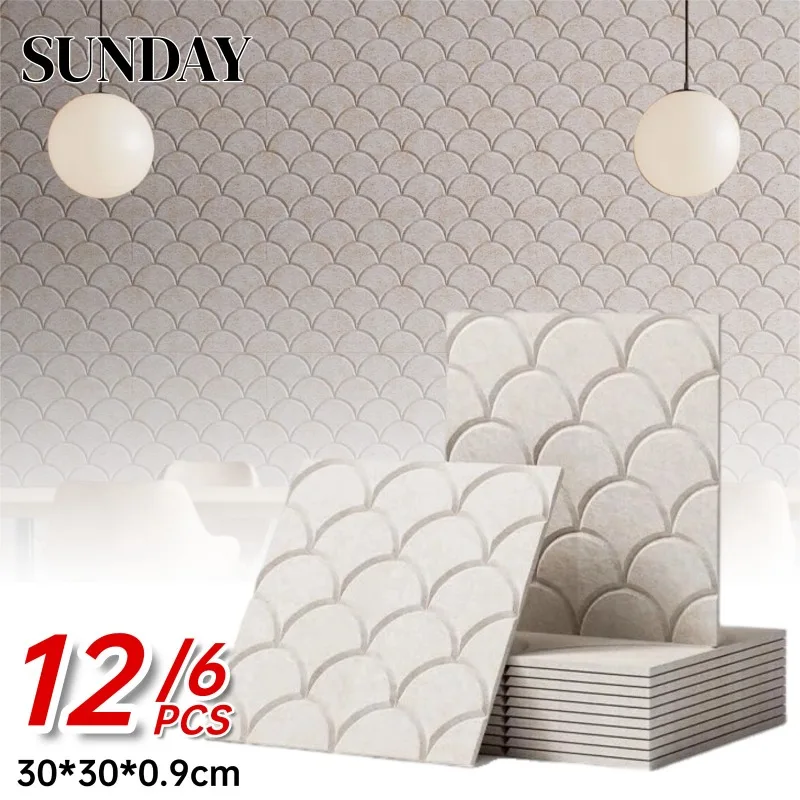6/12 Pack Shell Acoustic Wall Sticker Felt Self Adhesive 3D Wall Panels Room Decoration Home Office Studio Soundproof Wallpapers