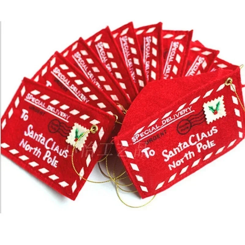 

10PCS Envelope Christmas Xmas Tree Hanging Card Holder Santa Gift Bag Red Decoration Gift Envelope Padded Envelopes