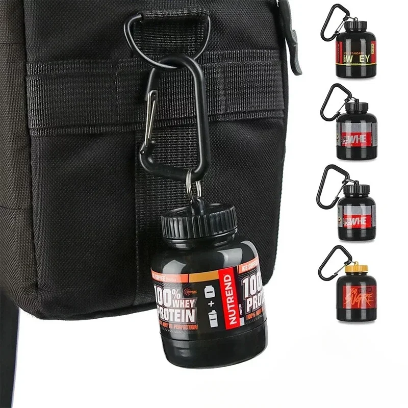 

High Quality Mini Portable Protein Powder Bottles with Keychain Health Funnel Medicine Bottle Small Water Cup Sport Storage