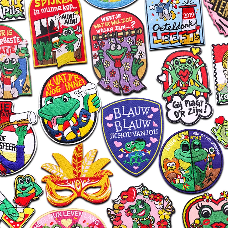 Niederlande Oeteldonk Patch für Kleidung Oeteldonk Frosch Emblem Karneval Niederlande Stickerei Patches Eisen auf Patches DIY