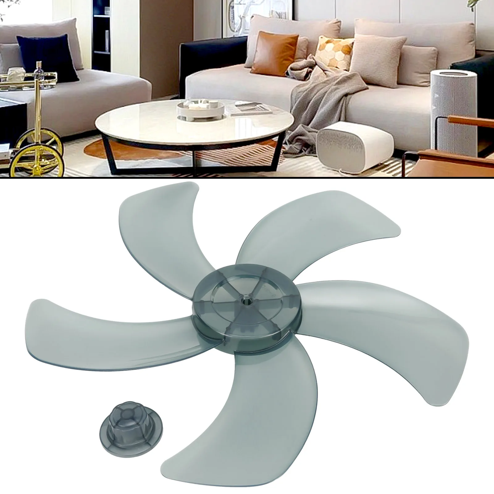 16 Inch Household Plastic Fan Blade Five Leaves With Nut Cover For Pedestal Transparent Table Stand Fanner General Accessories