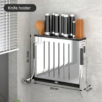 Stainless Steel Knife Holder Chopsticks Spoon Storage Racks Box Shelf Punch-Free Wall for Kitchen Home Accessories Supplies