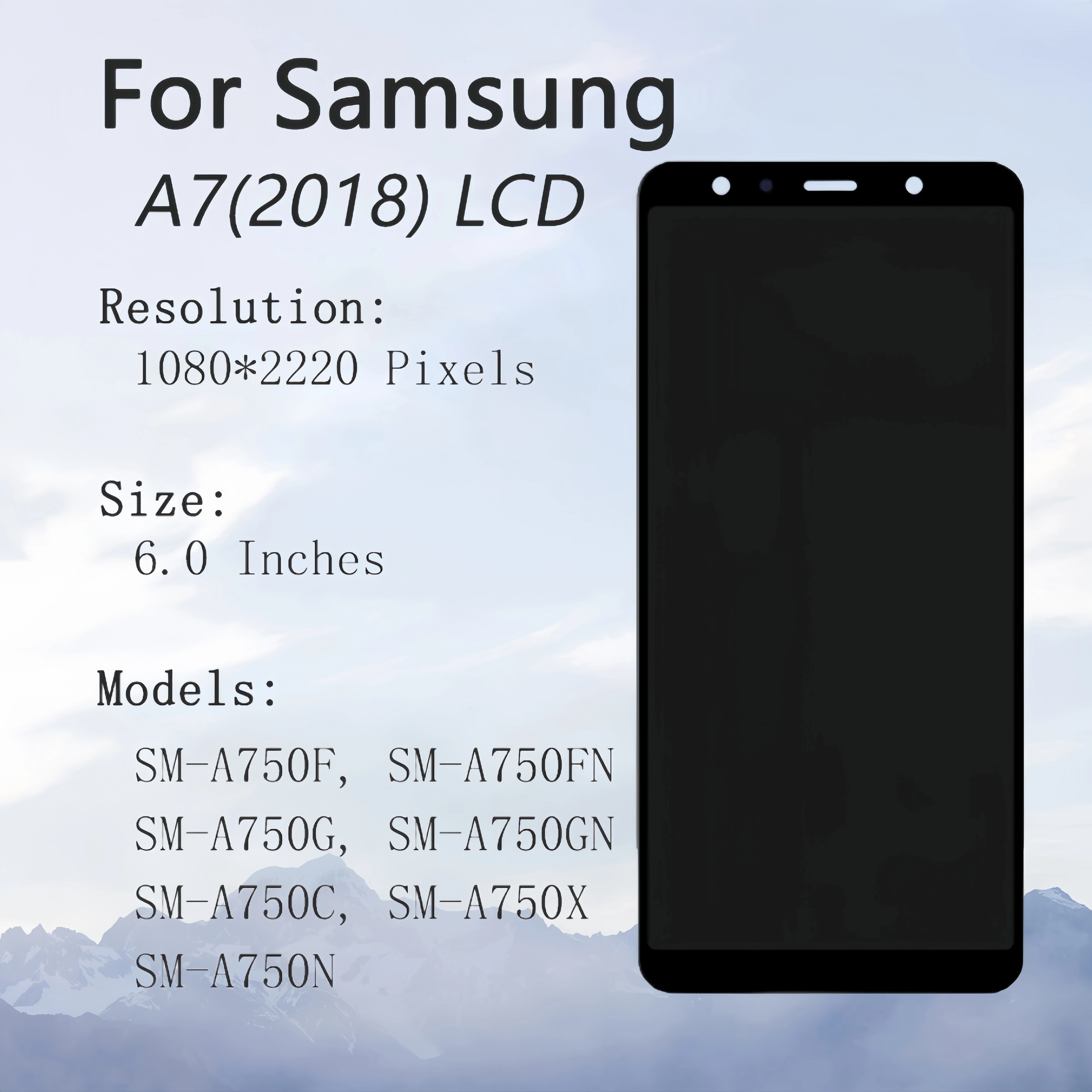 LCD Display Touch Screen Digitizer Assembly Replacement, Samsung Galaxy A7 2018, A750, SM-A750F, A750FN, A750G,A750X,A750C,A750N