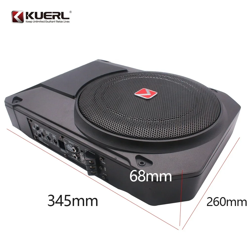 Wholesale new design 10 inch 800W under seat auto audio subwoofer modified 12V big power amplifier slim car subwoofer