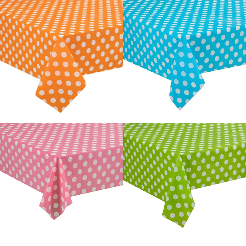 1PC Disposable Plastic round Tablecloth Polka Dot Pattern for Party Birthday Decorative Tabletop Setting