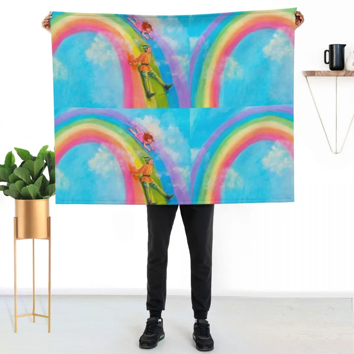 SLIDING DOWN THE RAINBOW Throw Blanket Decorative Sofas anime For Sofa Thin manga Luxury Thicken Fashion Sofas Blankets