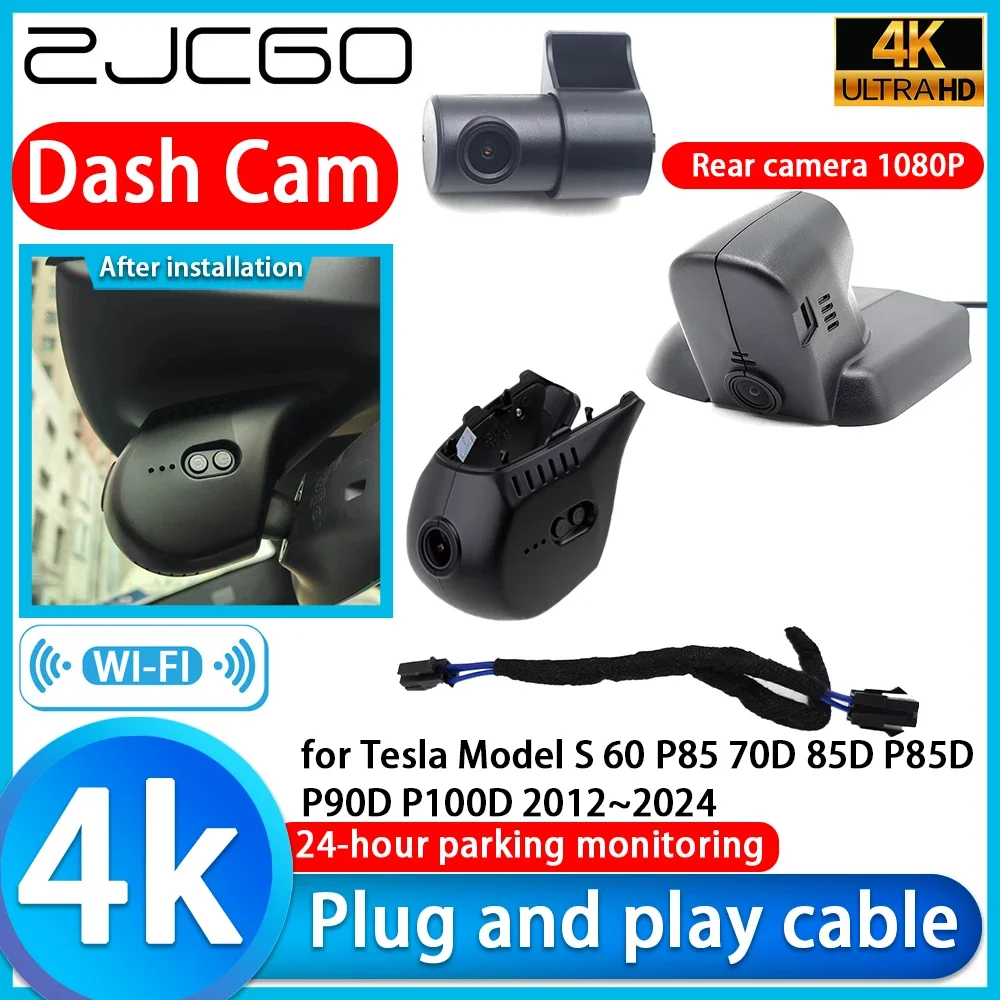 ZJCGO Video Recorder 4K UHD Plug and Play DVR Dash Cam for Tesla Model S 60 P85 70D 85D P85D P90D P100D 2012~2024