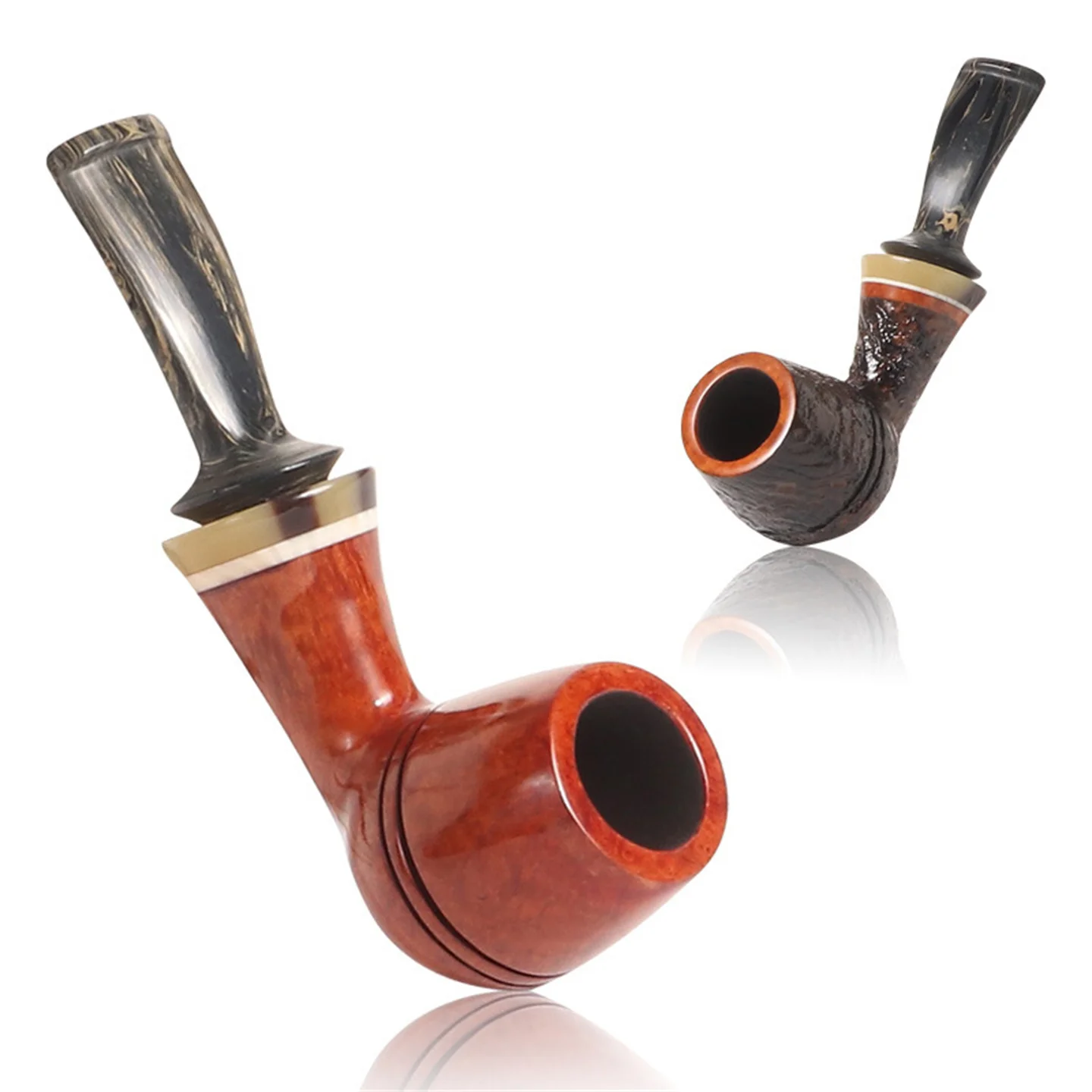 

Briar Wood Pipe For Cut Tobacco Big Air Chamber Filter Flue Retro Gentleman Handmade Bruyere Smoking Pipe With Accessory