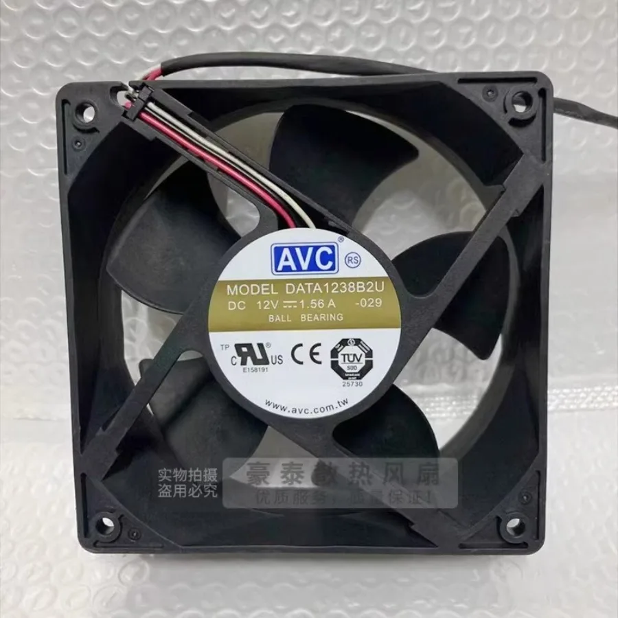 For AVC DATA1238B2U 12038 DC12V 1.56A 12CM 3-Wire Dual Ball Cooling Fan