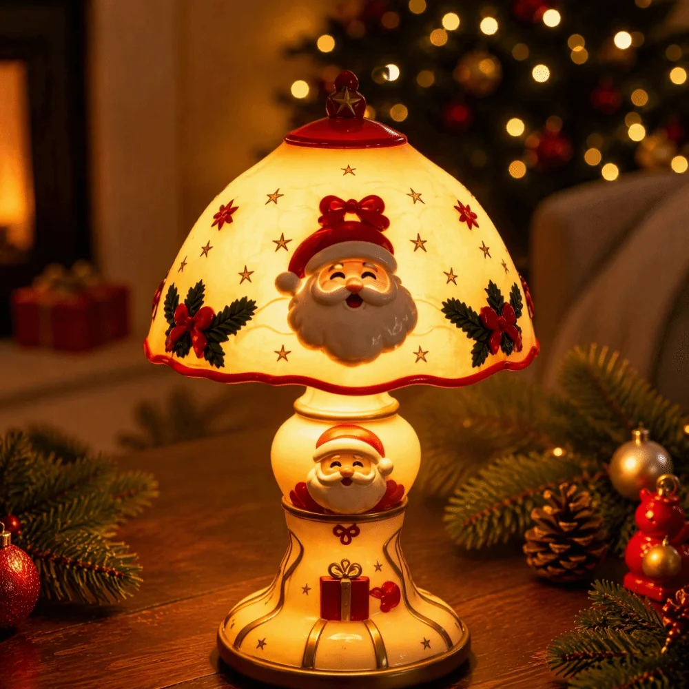 Premium Resin Christmas Resin Craft Light Warm Soft LED Stable Structure LED Christmas Lamp Hand-Painted Details Warm Light