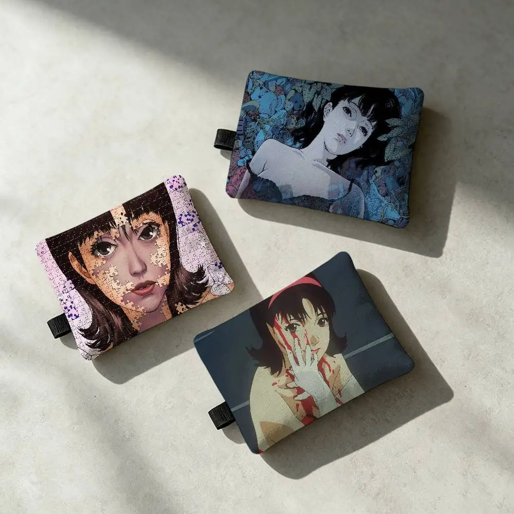 Anime P-Perfect Blue Zippered Coin Purse With Detachable Carabiner – Mini Coin And Key Pouch