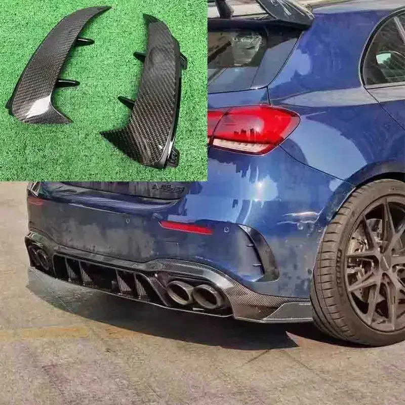 Carbon fiber later Car Parts Rear Bumper Spoiler For Mercedes Benz A Class W177 AMG  A35 L 2018  hatchback Air Wind Knife Cover