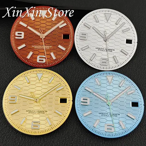 28.5mm Watch Dial Geen Luminous Watch Face For NH35 NH36 4R Movement Land-Dweller Dial With Hands DIY Modified Mechanical Watch