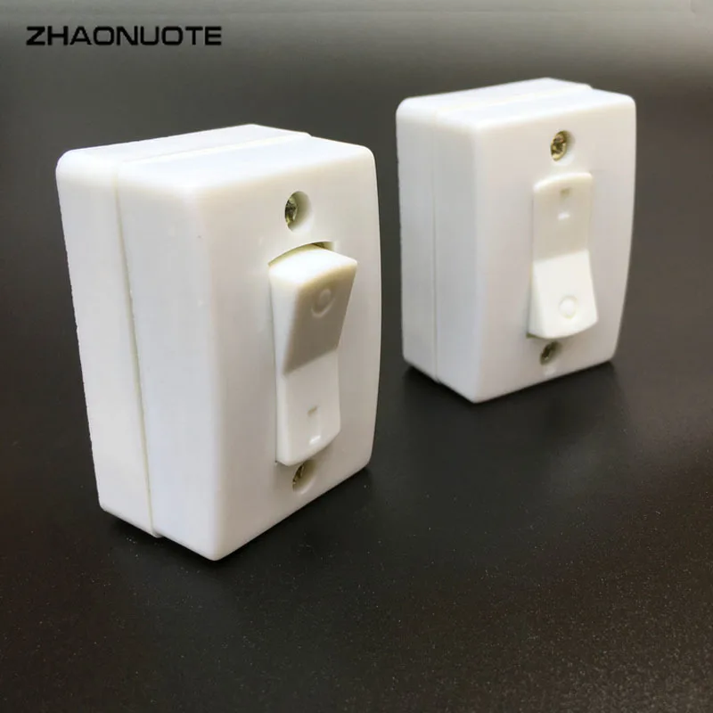 10pcs Rocker Plate Wall Light Switches Push-Button Bedside Decoration Surface Mounted Switch