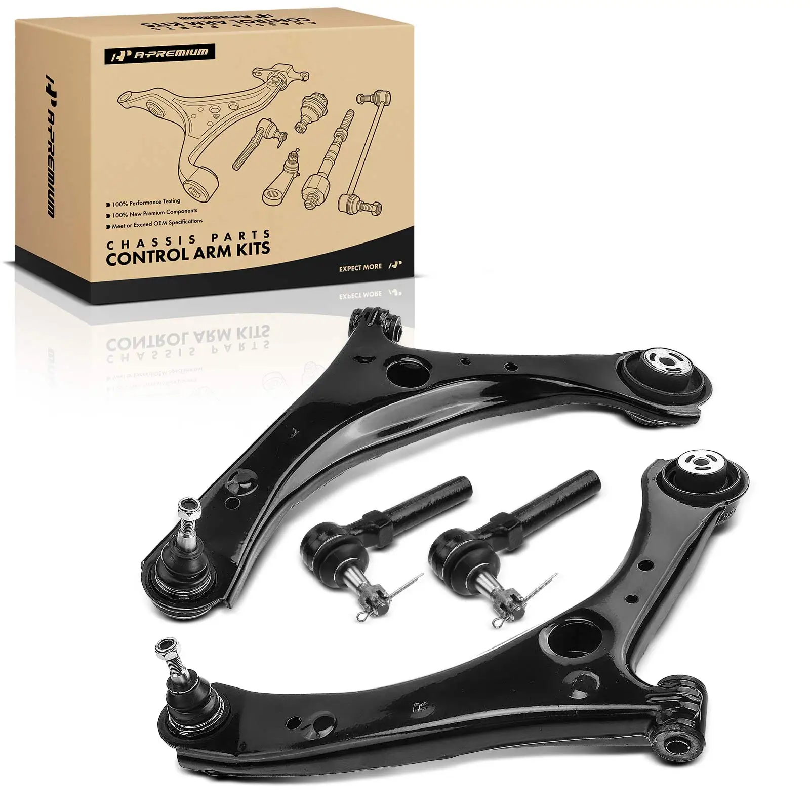 A-Premium 4x Front Lower Control Arm & Tie Rod End for Dodge Grand Caravan 2008-2019 Chrysler Town & Country 2008-2016 Ram C V