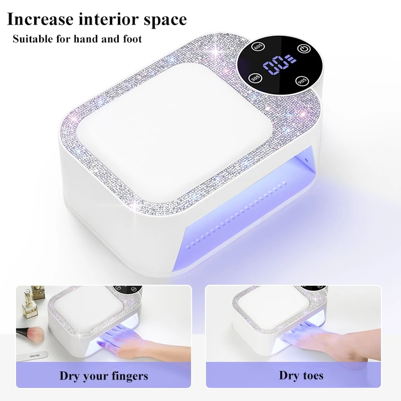 충전식 UV LED 네일 램프 손목 받침대 포함 무선 30LED 네일 드라이어 젤 폴리쉬 경화 램프 매니큐어 도구