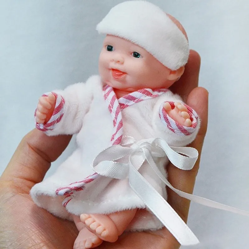 Reborn-베이비 리본돌, 12cm 아기 인형, 팜 돌 잠옷 드레스 시뮬레이션 아기 리본돌 장난감