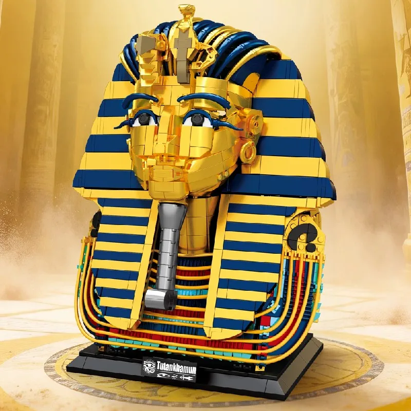 Egyptian Golden Mask Building Blocks Retro Assembly Model Bricks Kit Desktop Ornament Creative Toy Adult Gifts 1603PCS