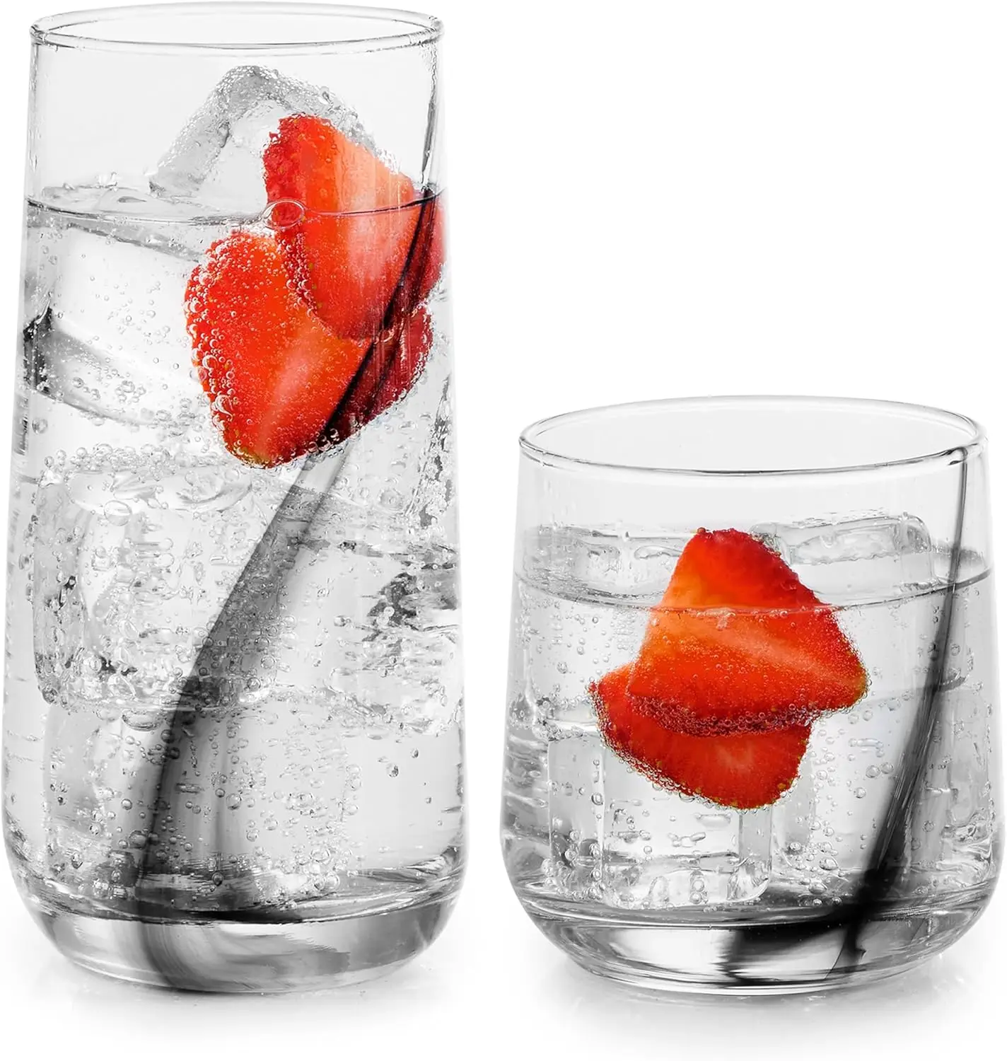 

Glass Tumbler and Rocks Glasses Set of 16, Modern Curved Design for Everyday Use