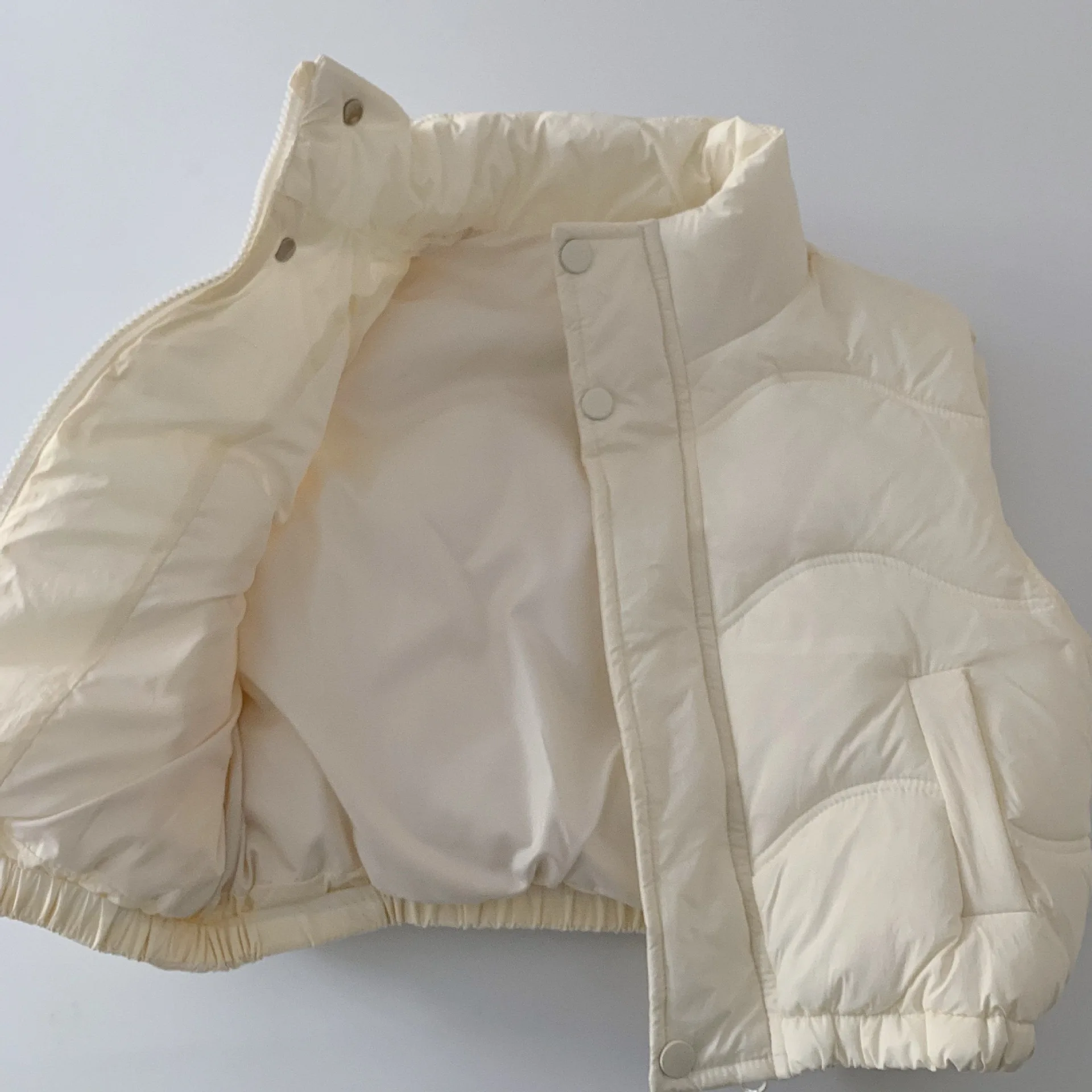 2025 Winter New Trendy Children's Cotton Vest for Boys and Girls Solid Color Hand Stuffed Cotton Tank Top