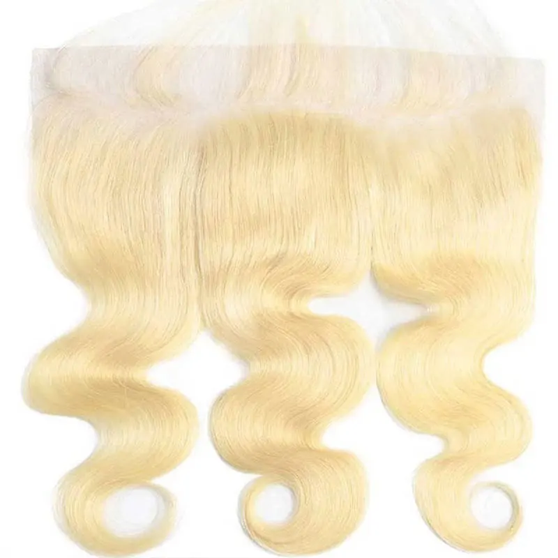 Perruque Body Wave transparente avec cheveux de bébé, dentelle transparente HD, fermeture d'oreille à oreille, document blond, #613, 13x4