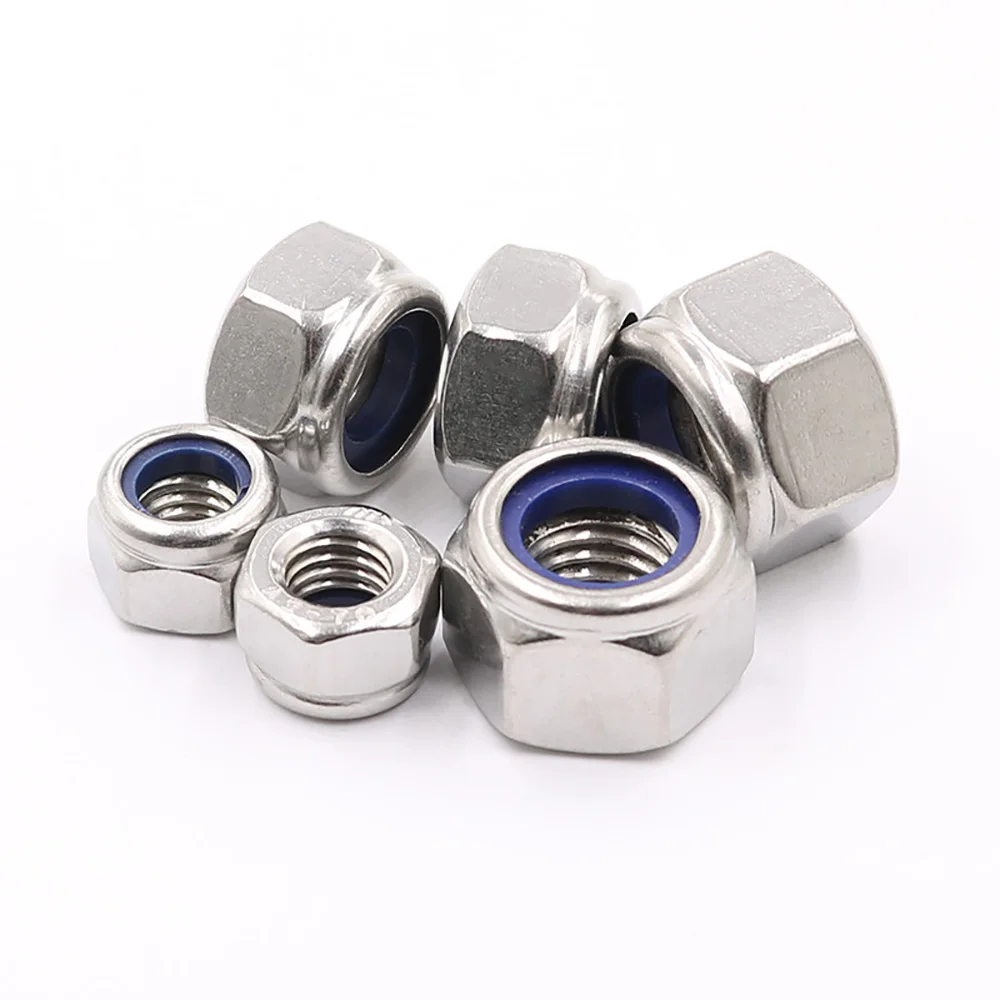 Anti Rust Anti Vibration 304 Stainless Steel Left Thread Hex Nylon Lock Nut Reverse Tooth Self Locking Nut M4 M5 M6 M8 M10 M12