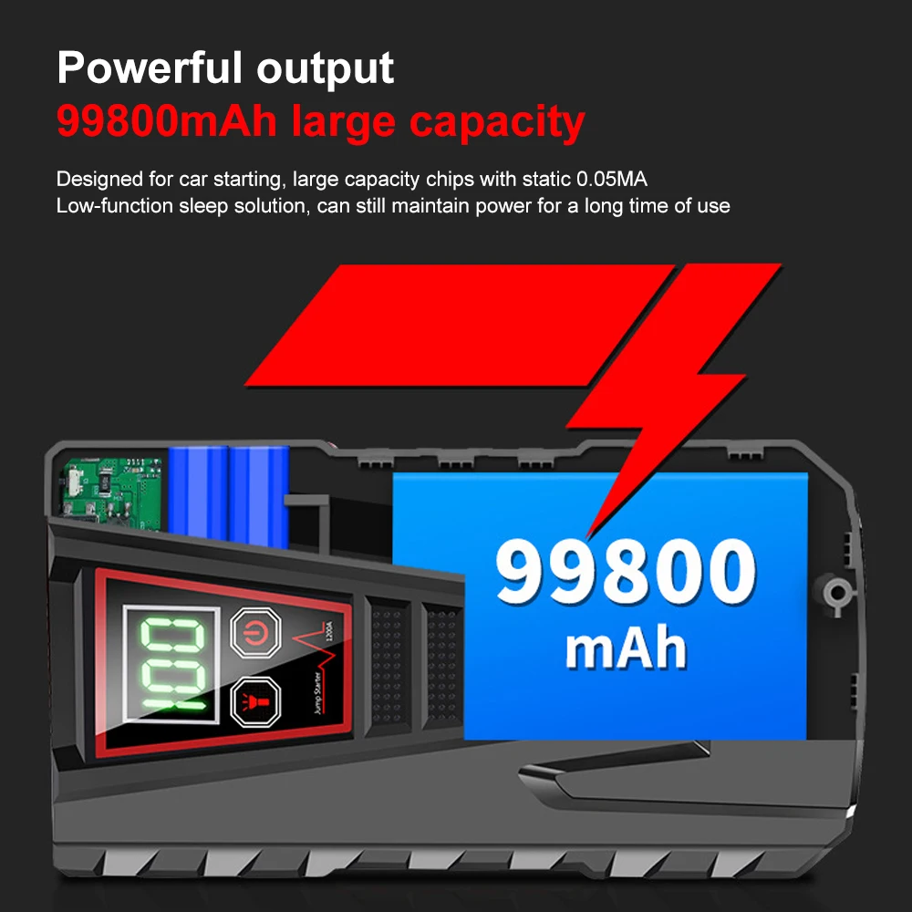 Portable Car Jump Start Powerbank Battery Booster Pack 6000mAh 1200A 12V Car Jumper Start Intelligent Car Battery Automotive