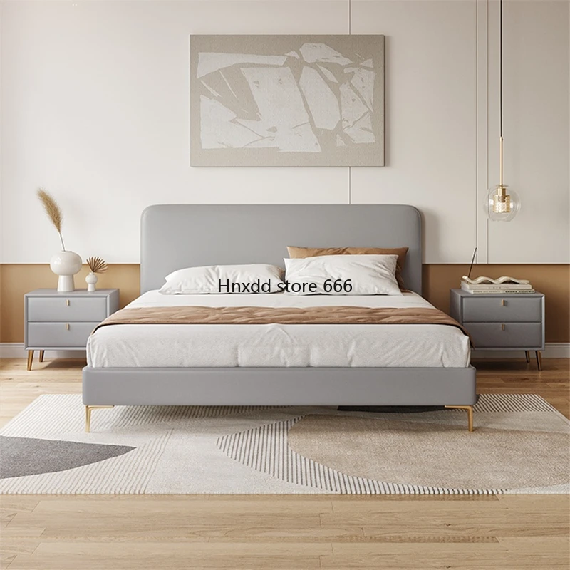 Light luxury bed leave-in technology cloth modern simple bed