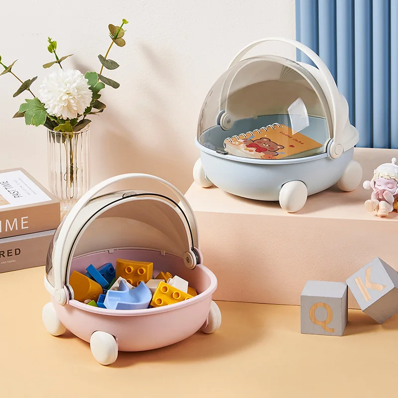 Cute Cradle Desktop Storage Box with Dust Proof Lid Key Toy Storage Tray Wtih Pulley