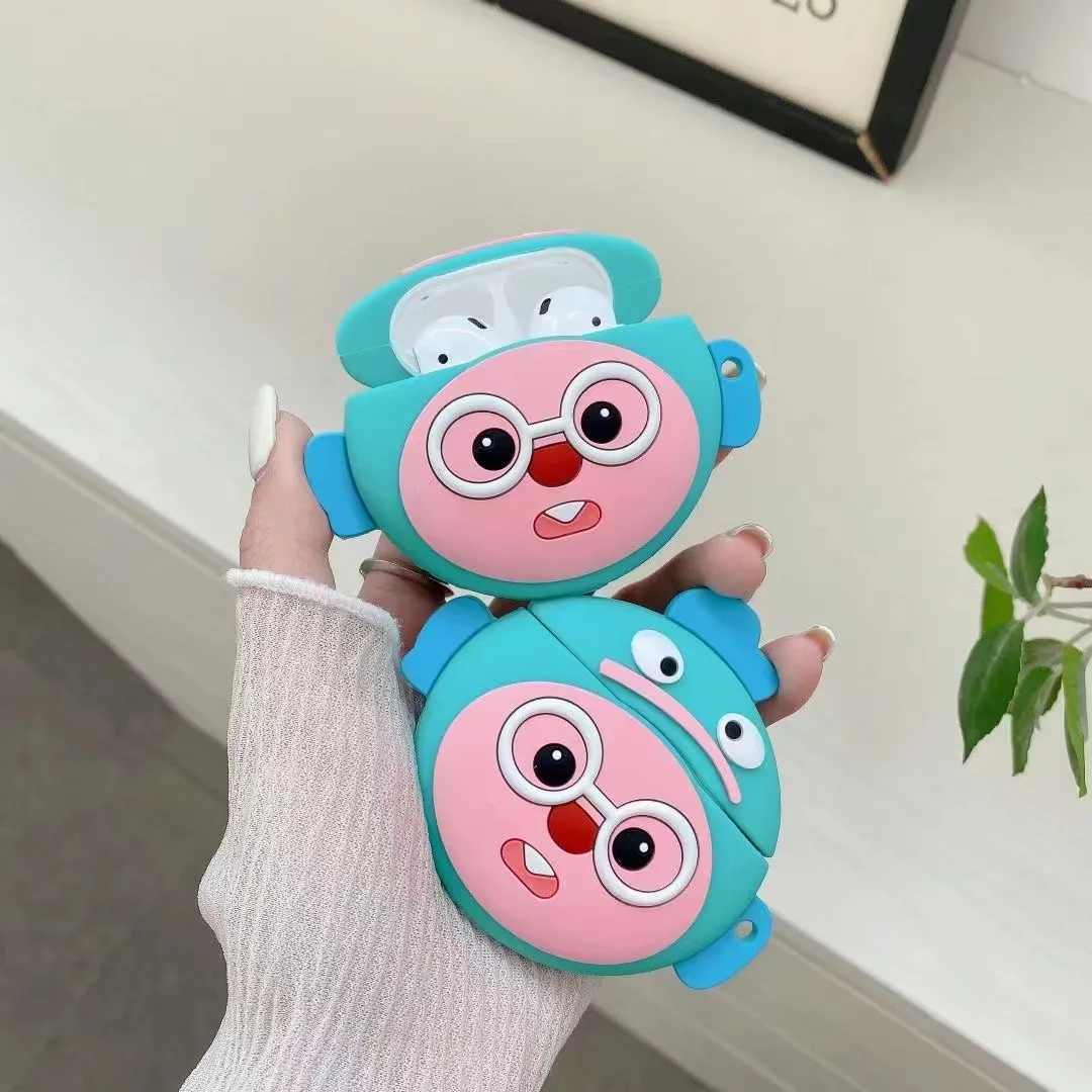 Capa protetora do fone de ouvido, óculos dos desenhos animados, peixe palhaço, Bluetooth, Earbuds Charging Box, Airpods Pro 1, 2, 3