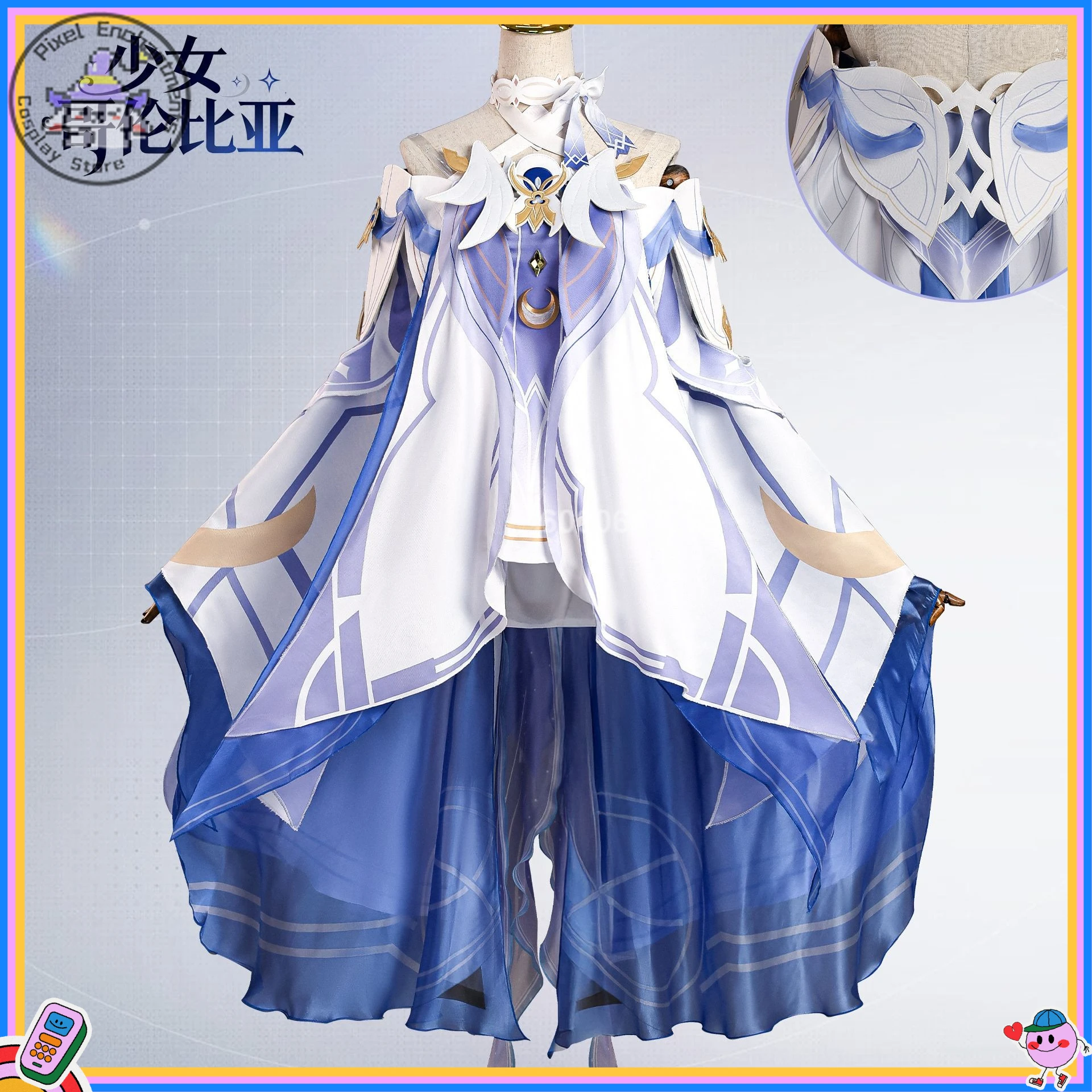 

Game Genshin Impact Cosplay Costume Anime Columbina Role Playing Clothes Dress for Women Adult Comic Con Uniform Halloween Party