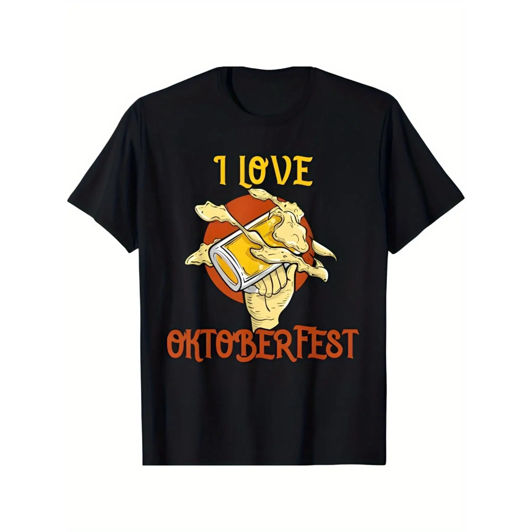 

Men's Oktoberfest T-shirt, Funny German Beer Festival Graphic Tee, Vintage Skeleton Hand Party Top for Beer Lovers